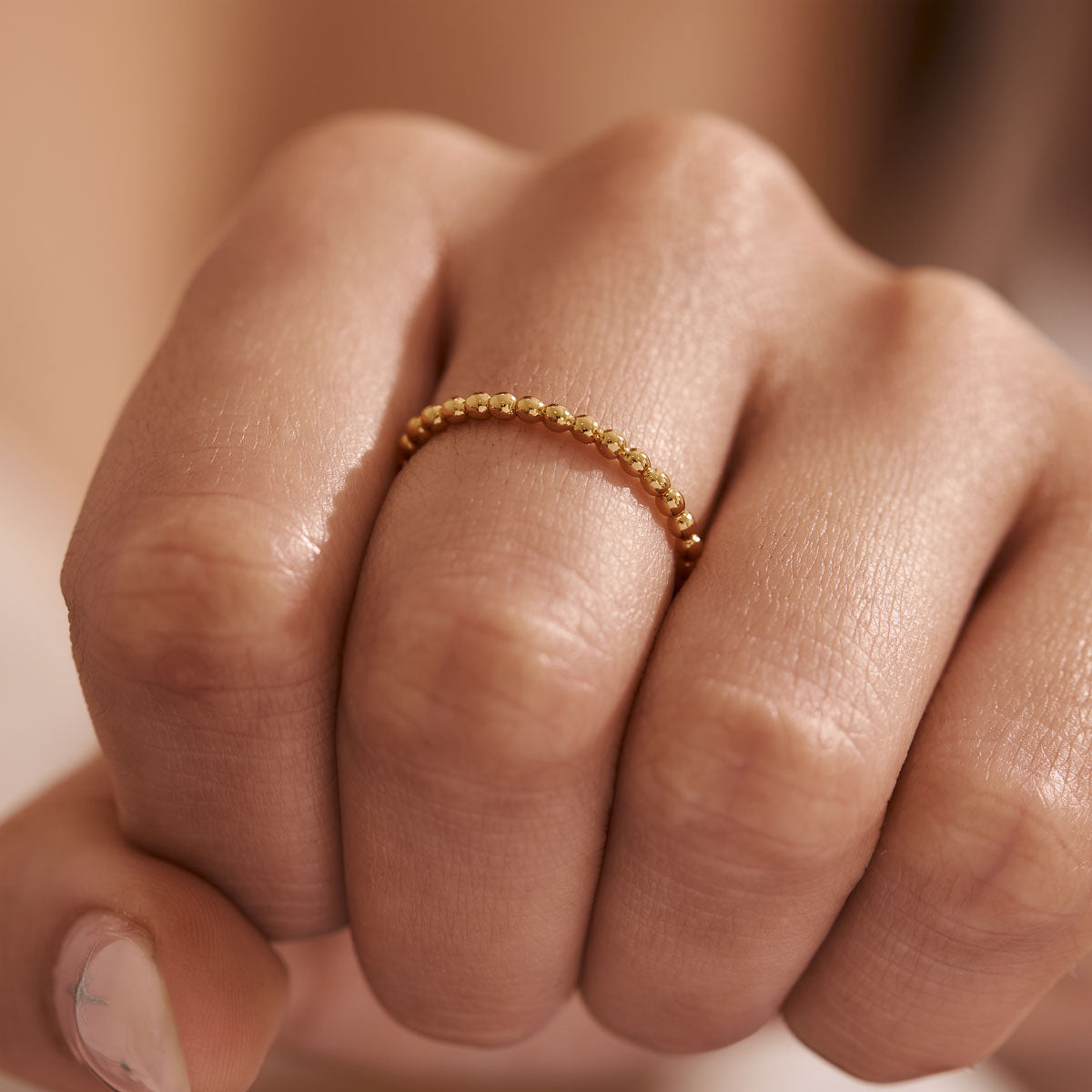 Dainty Beaded Ring Gold