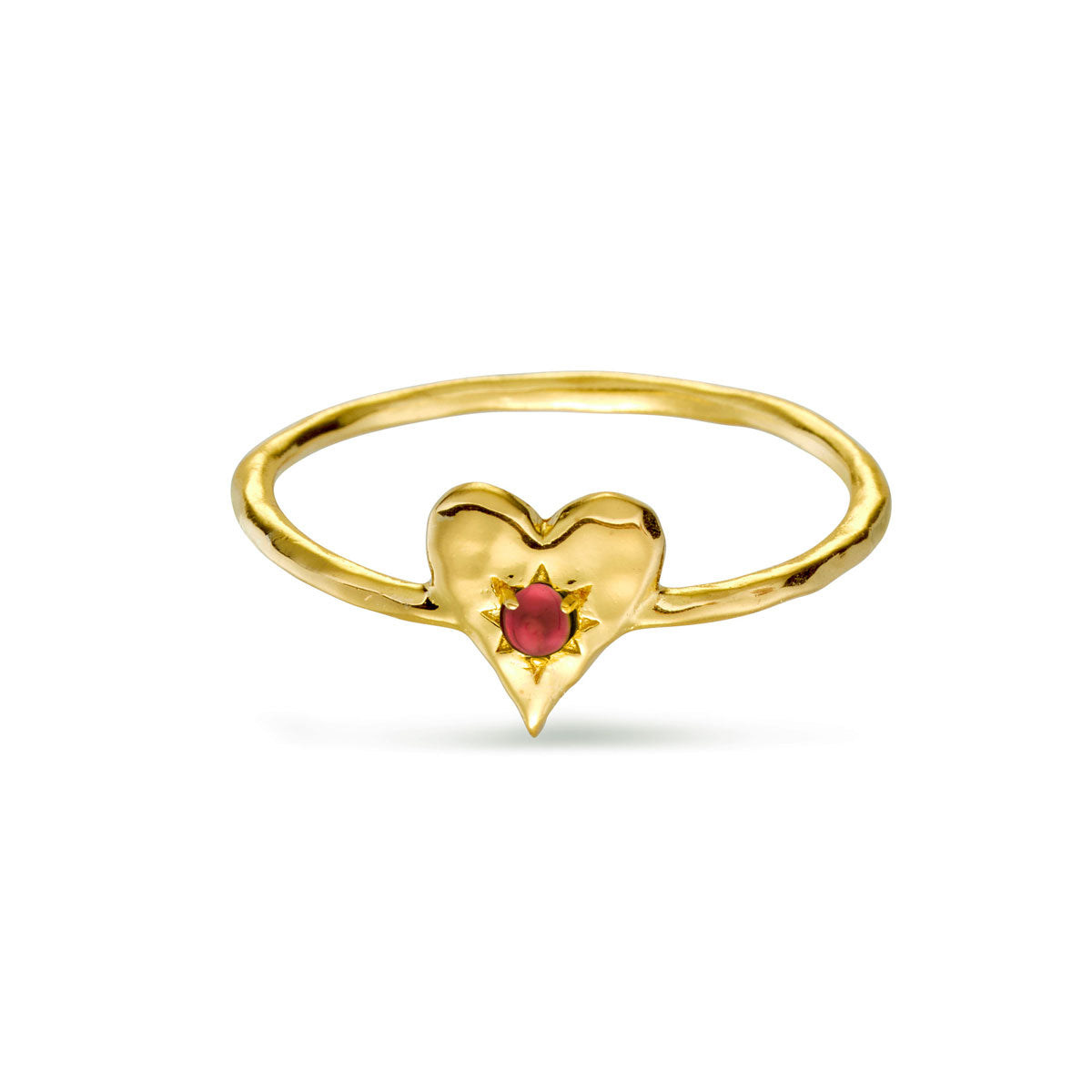 Love Heart Garnet Ring Gold