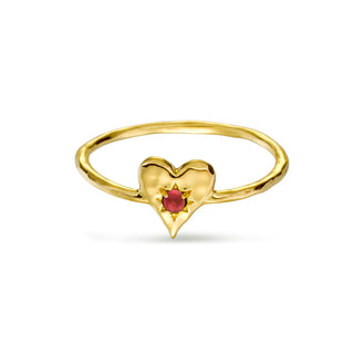 Love Heart Garnet Ring Gold - 5