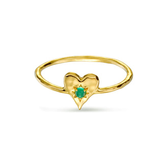 Love Heart Green Onyx Ring Gold - 9