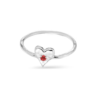 Love Heart Garnet Ring - 5