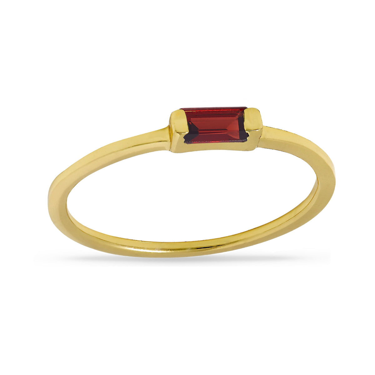 Lumen Garnet Baguette Ring Gold