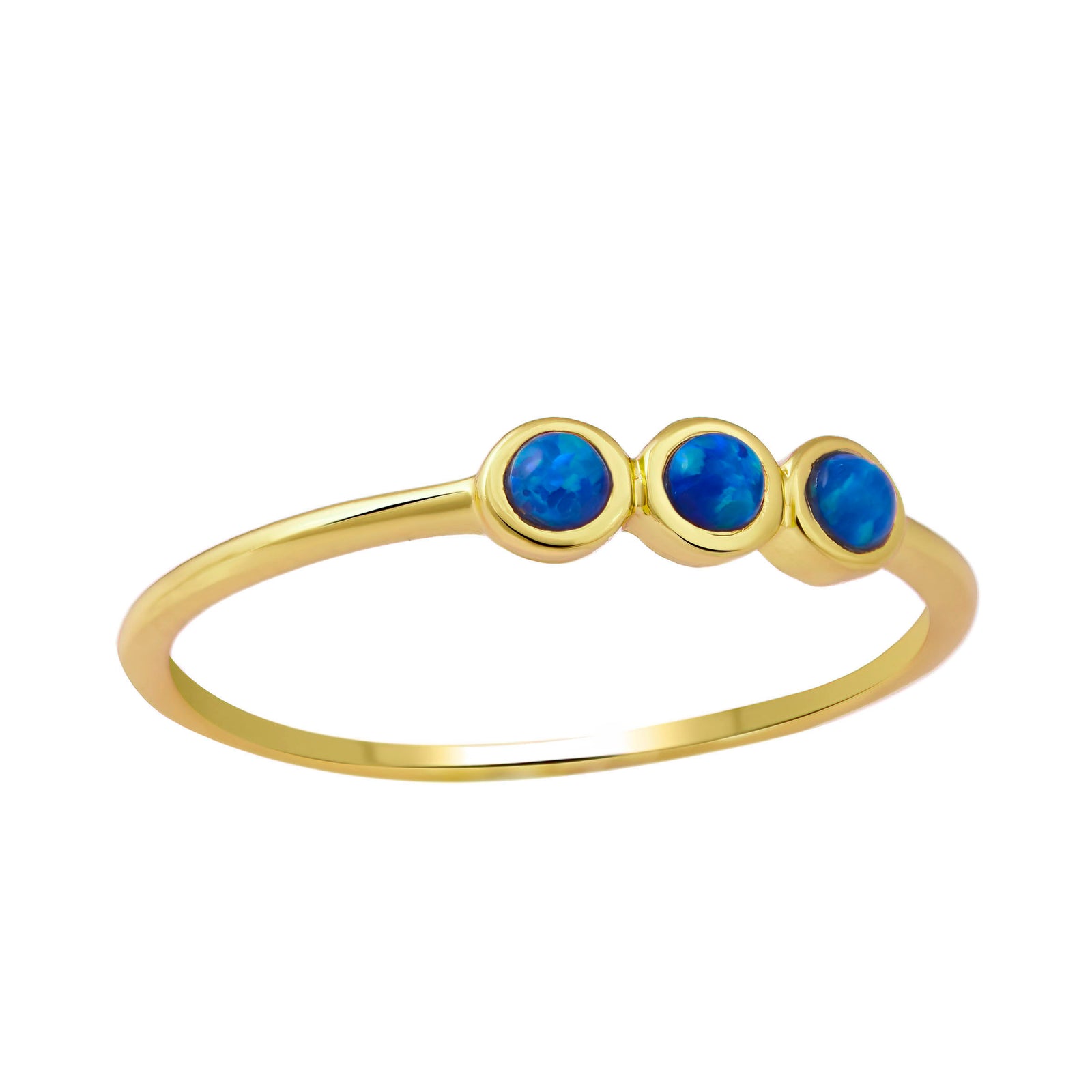 Trinity Blue Opal Gold Ring