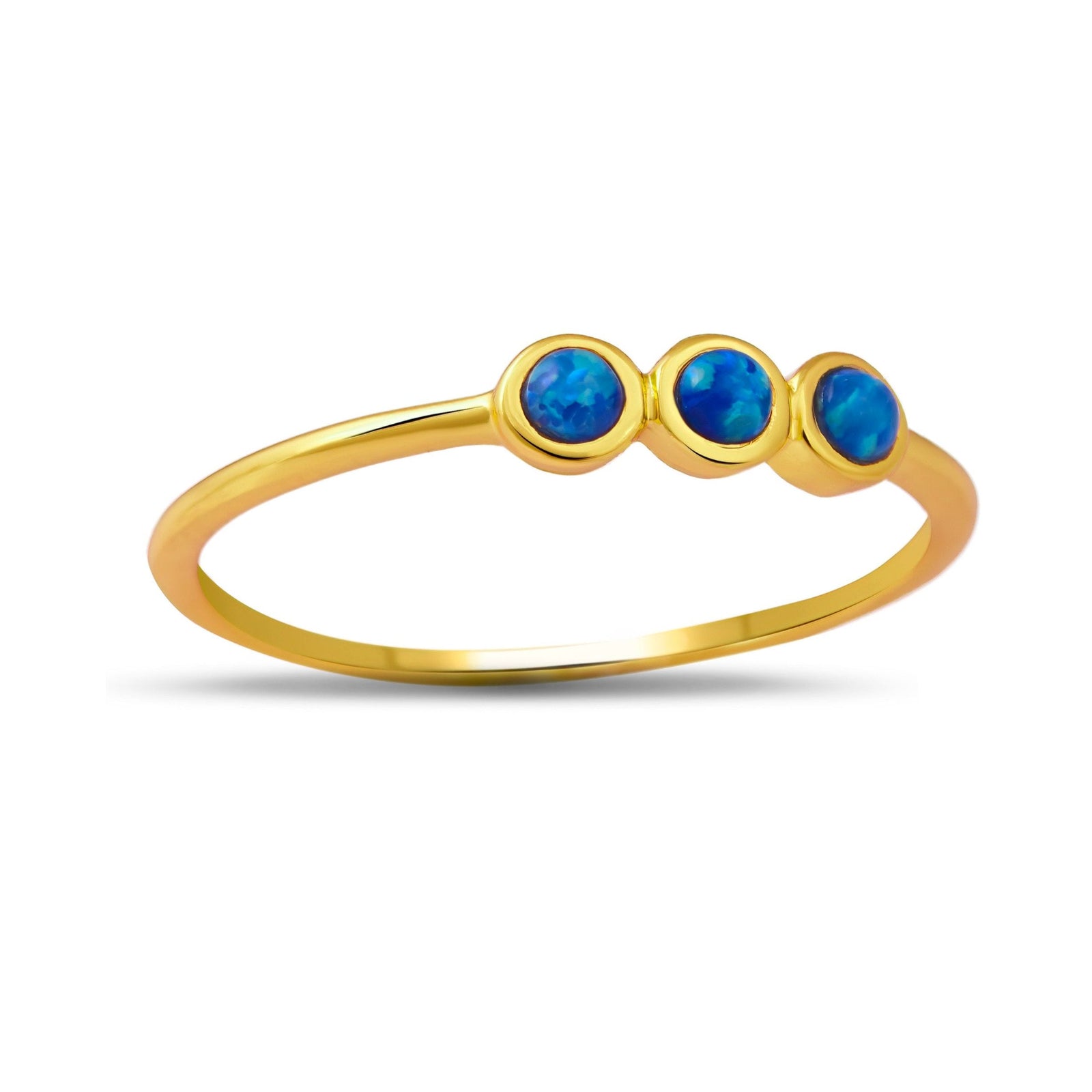 Trinity Blue Opal Gold Ring