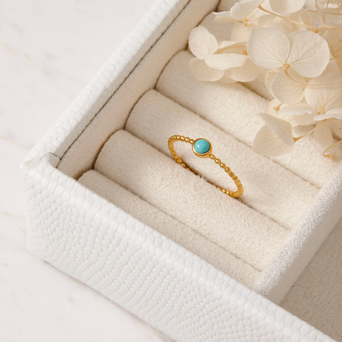 Halo Turquoise Gold Ring