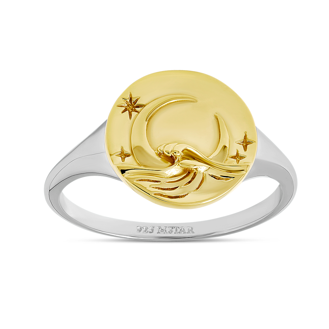 Moonlit Waves Ring Two Tone