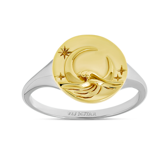 Moonlit Waves Ring Two Tone - 5