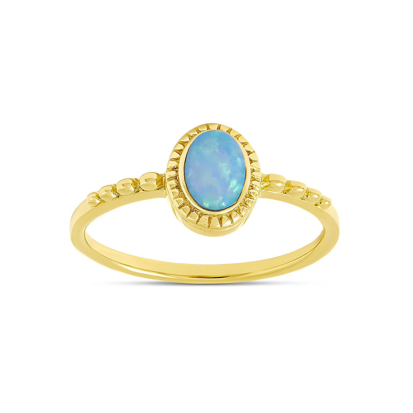 Majestic Azure Opal Ring Gold
