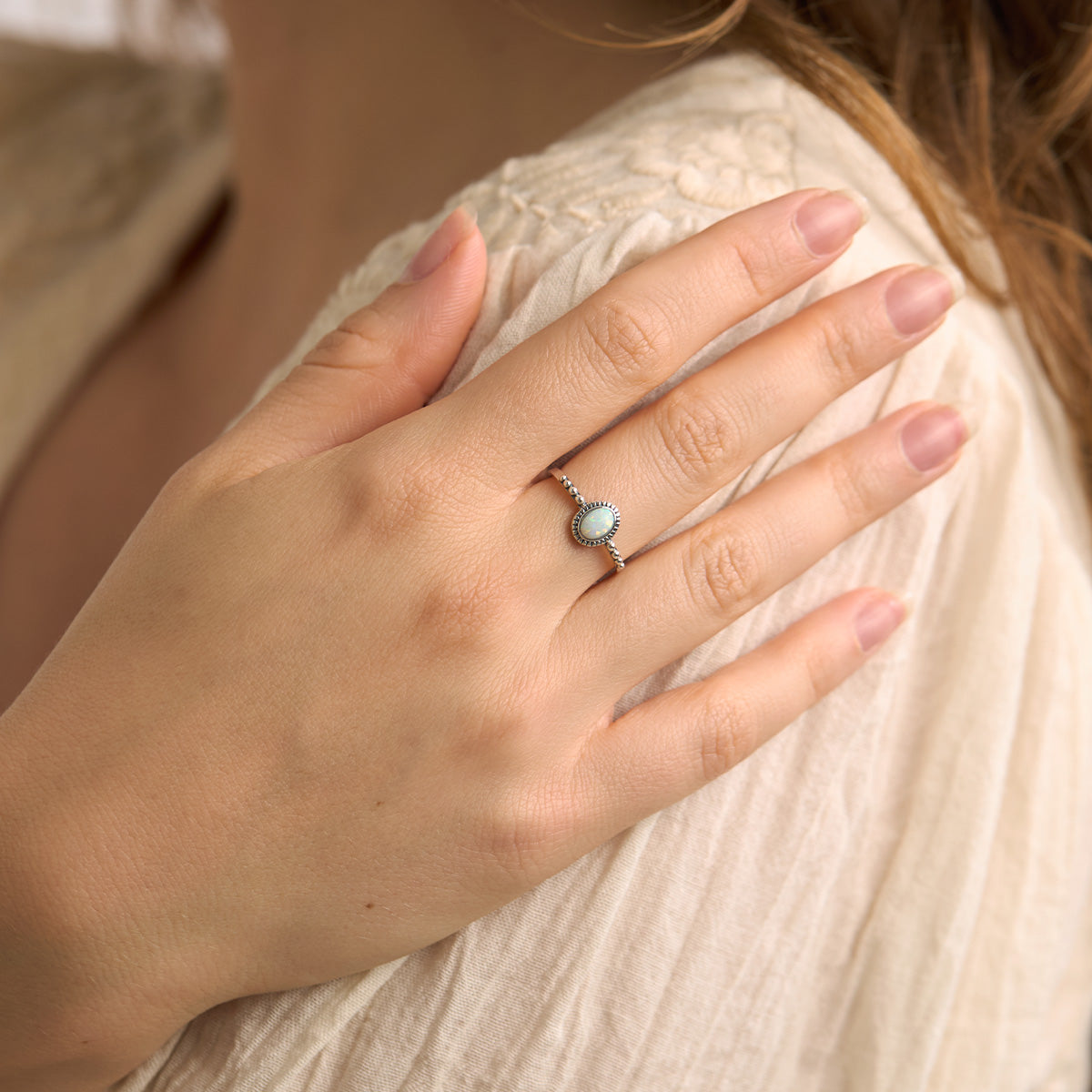 Majestic White Opal Ring