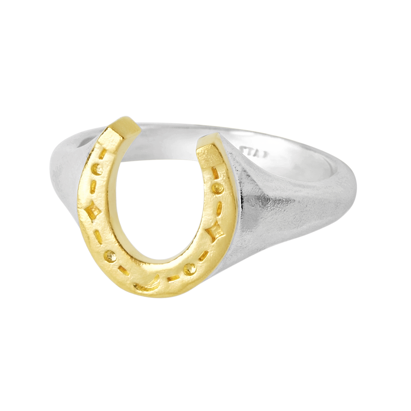 Lucky Horseshoe Ring Two Tone