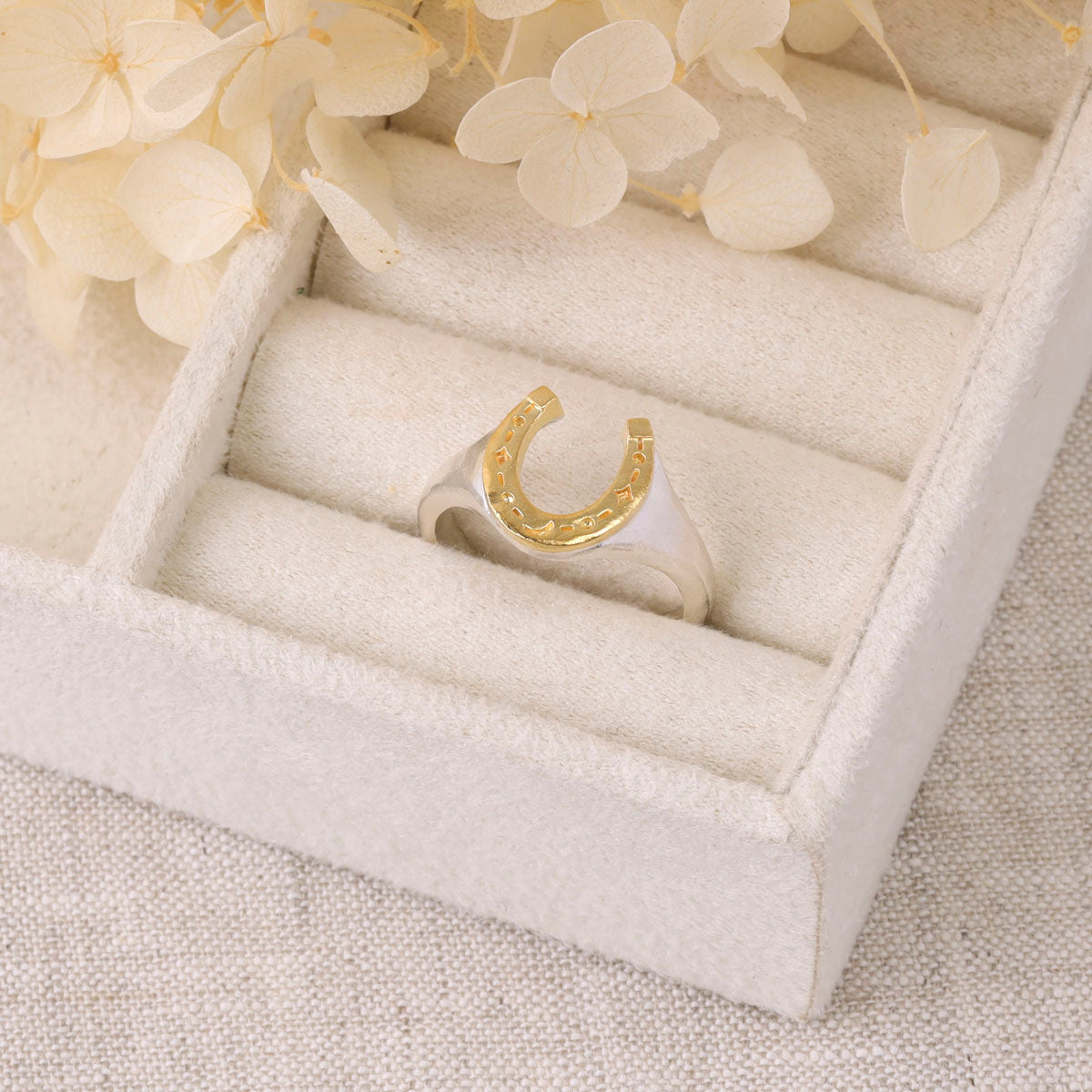 Lucky Horseshoe Ring Two Tone