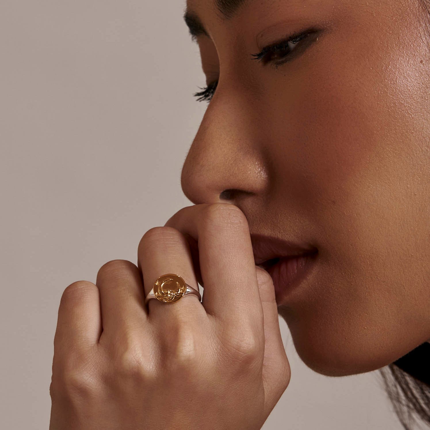 Moonlit Waves Ring Two Tone