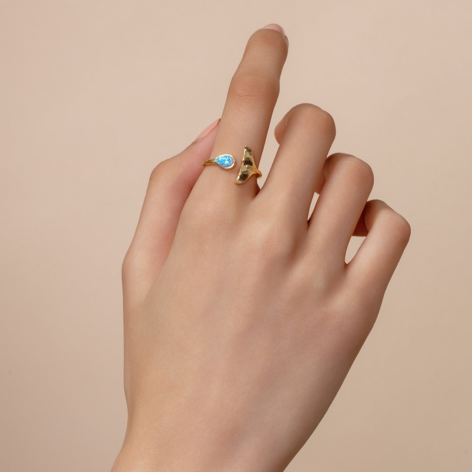 Whale Tail Opal Ring Gold