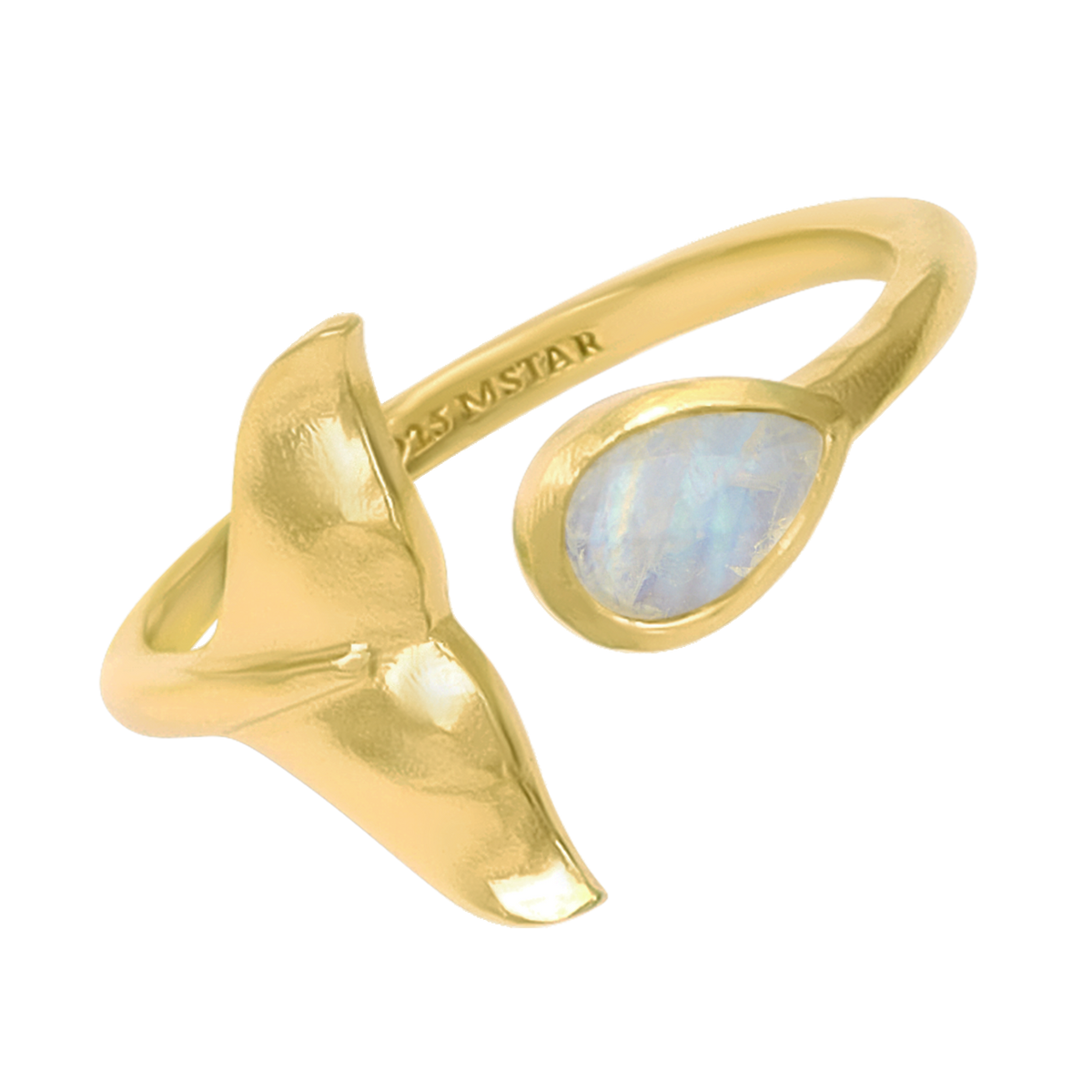 Whale Tail Moonstone Ring Gold
