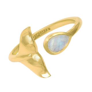 Whale Tail Moonstone Ring Gold - 5