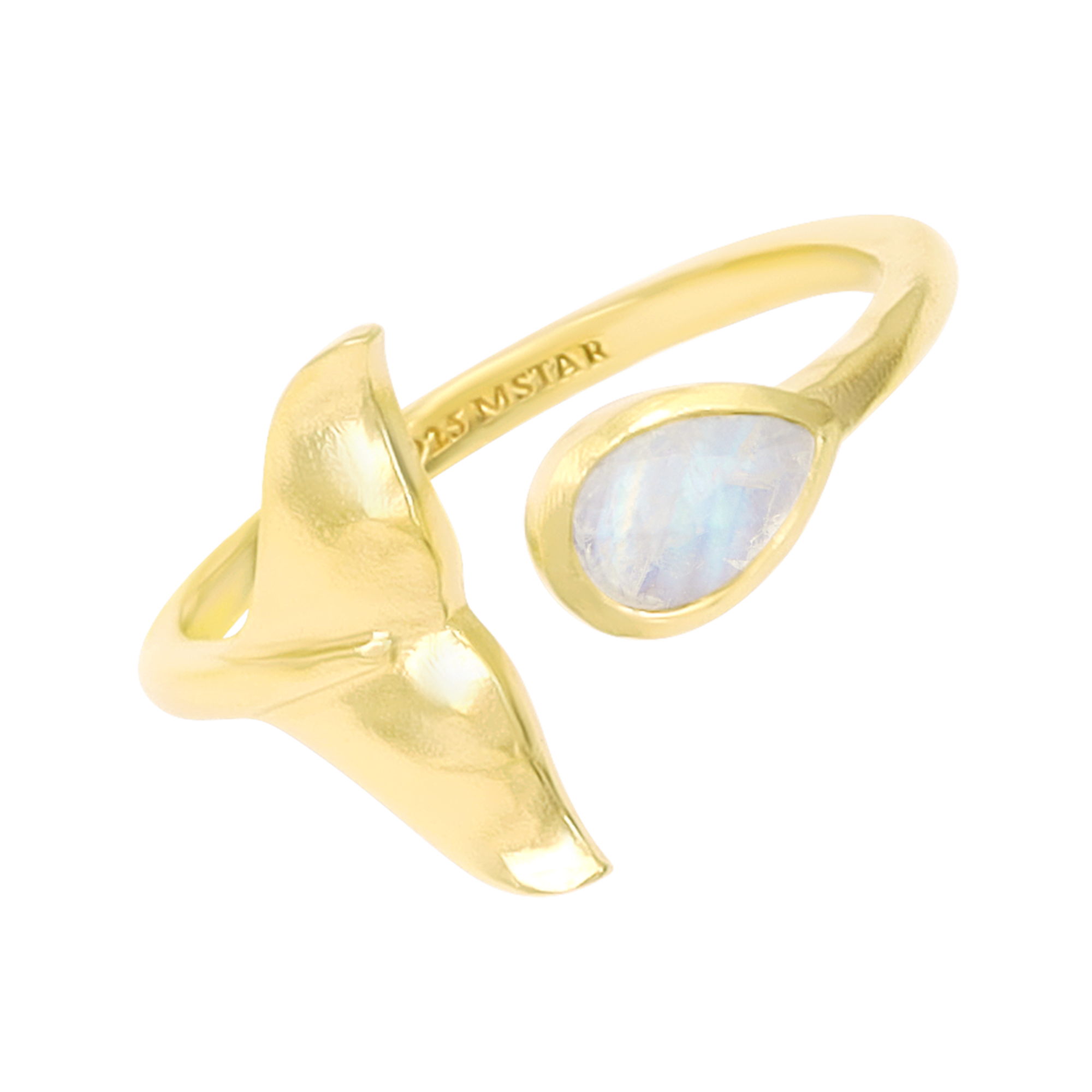Whale Tail Moonstone Ring Gold