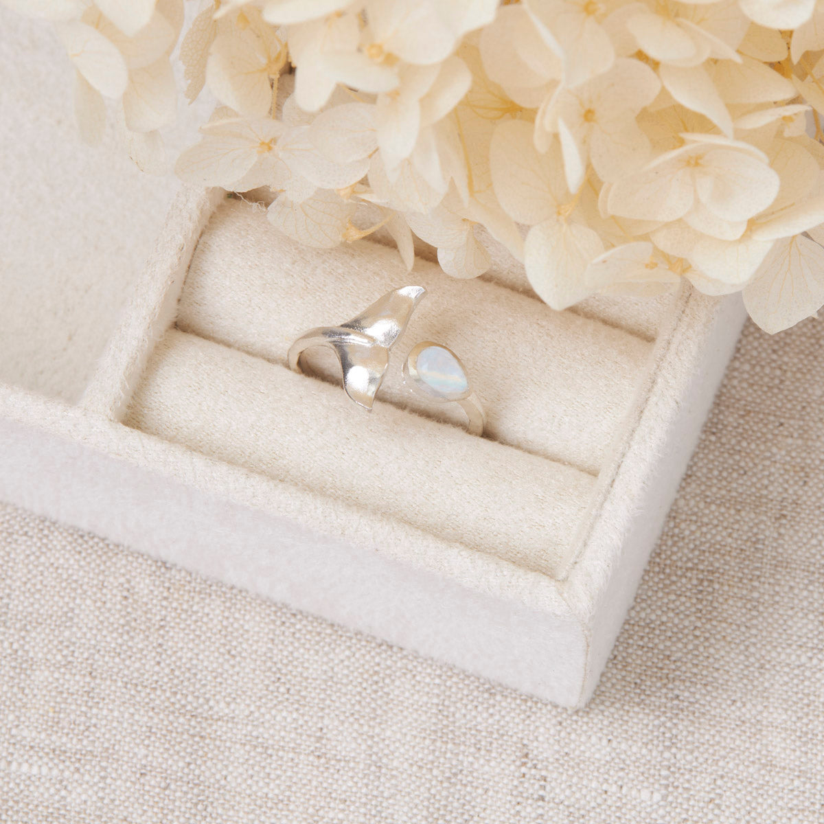 Whale Tail Moonstone Ring
