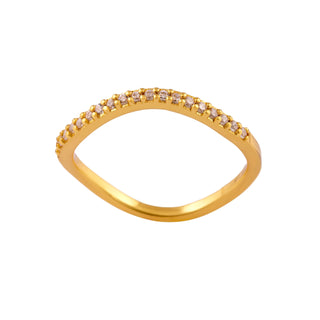 Wavey Sparkles Gold Ring - 6