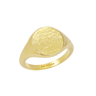 Textured Signet Ring Gold - 5