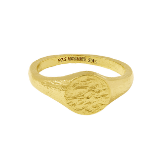 Dainty Textured Signet Ring Gold - 6