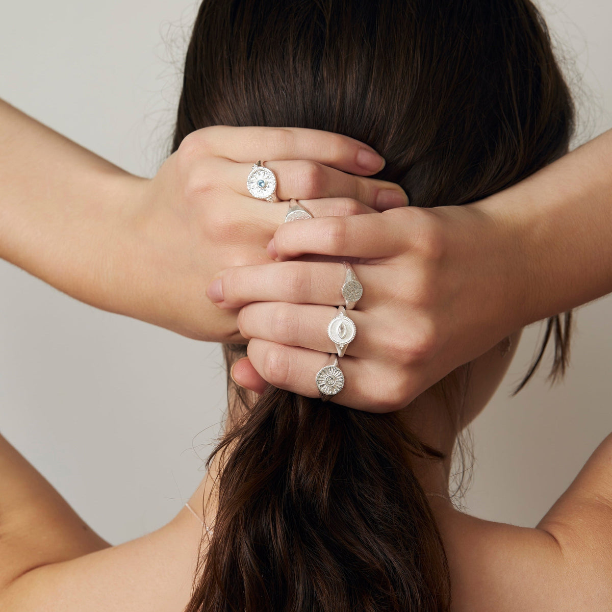 Dainty Textured Signet Ring