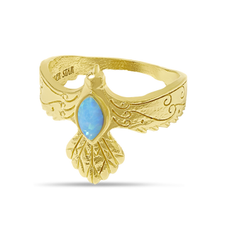 Eagle Spirit Azure Opal Ring Gold - 6