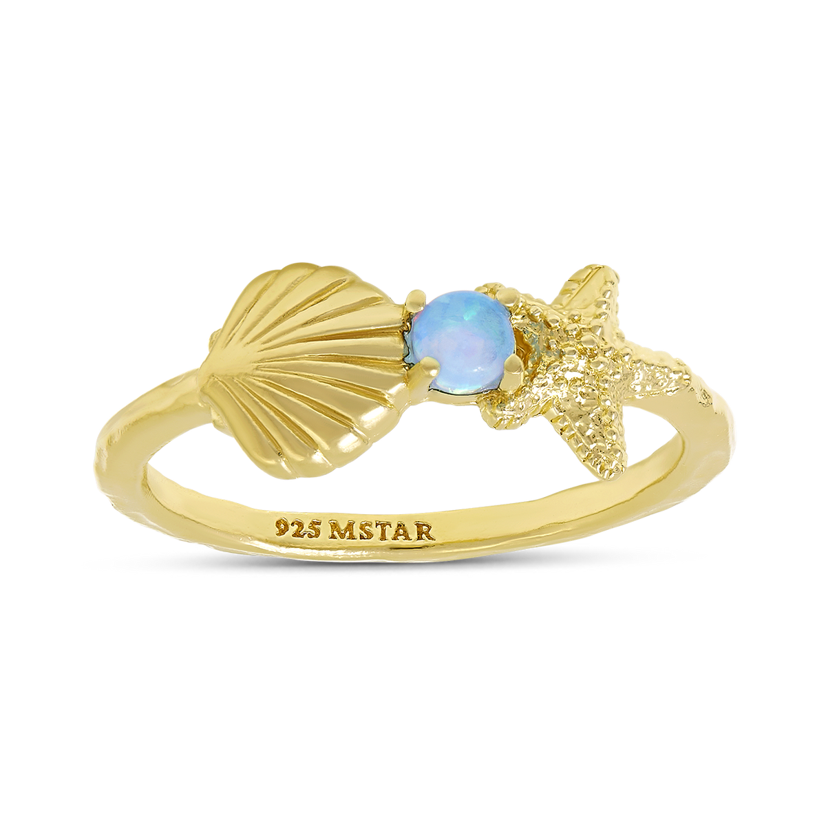 Mystic Mermaid Azure Opal Ring Gold