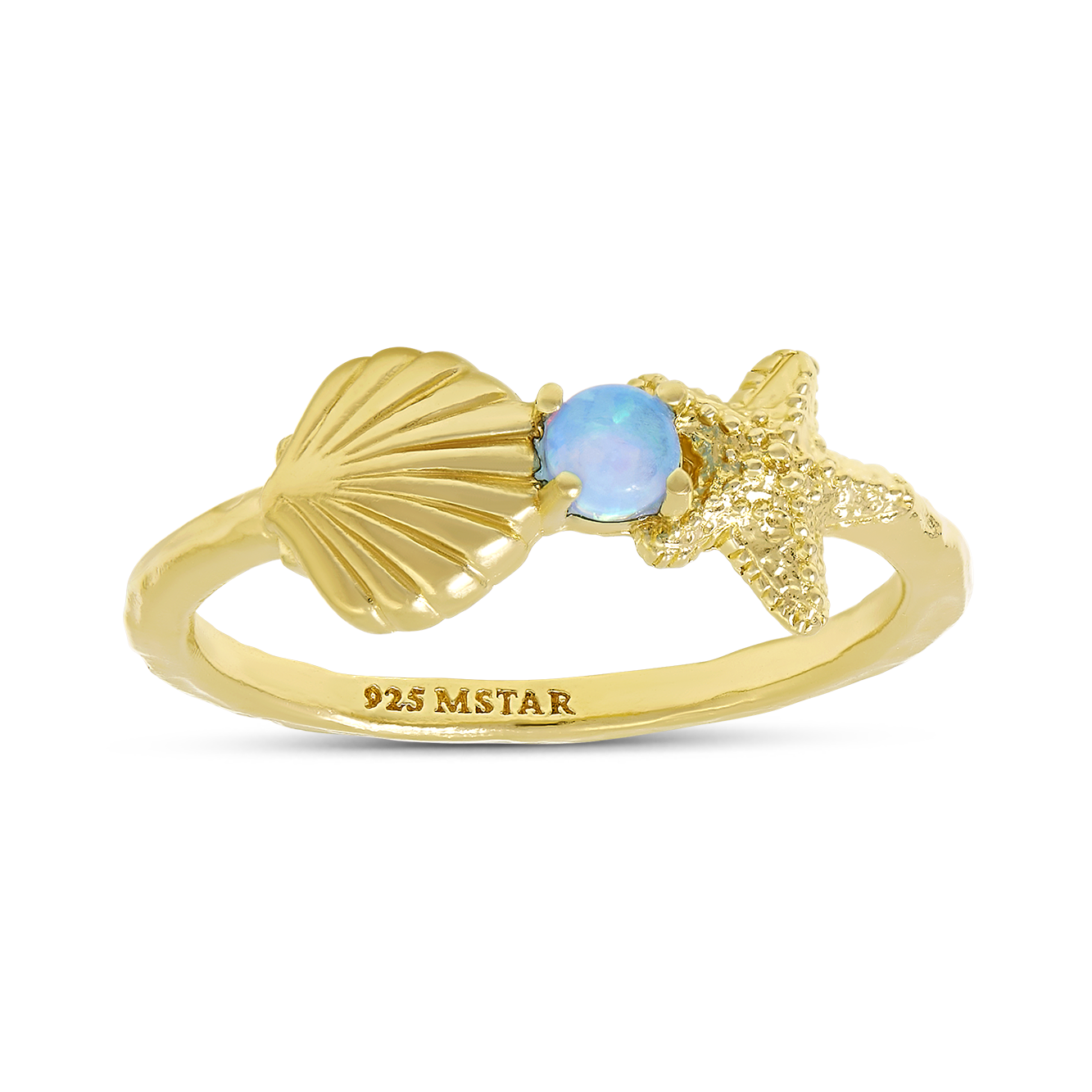 Mystic Mermaid Azure Opal Ring Gold
