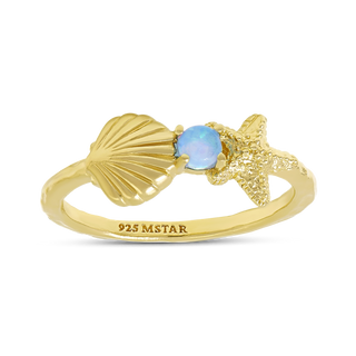 Mystic Mermaid Azure Opal Ring Gold - 5