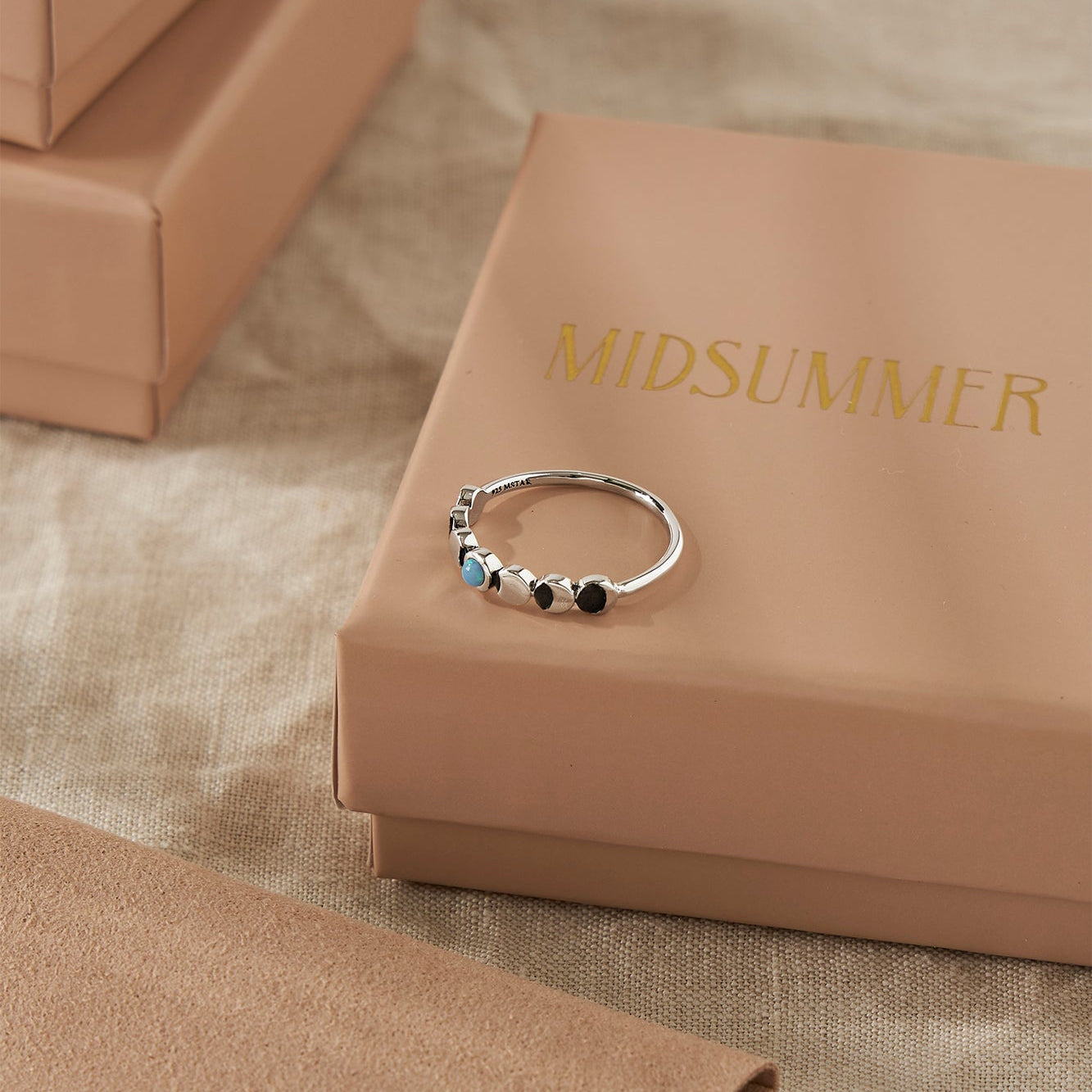 Lunar Phases Azure Opal Ring