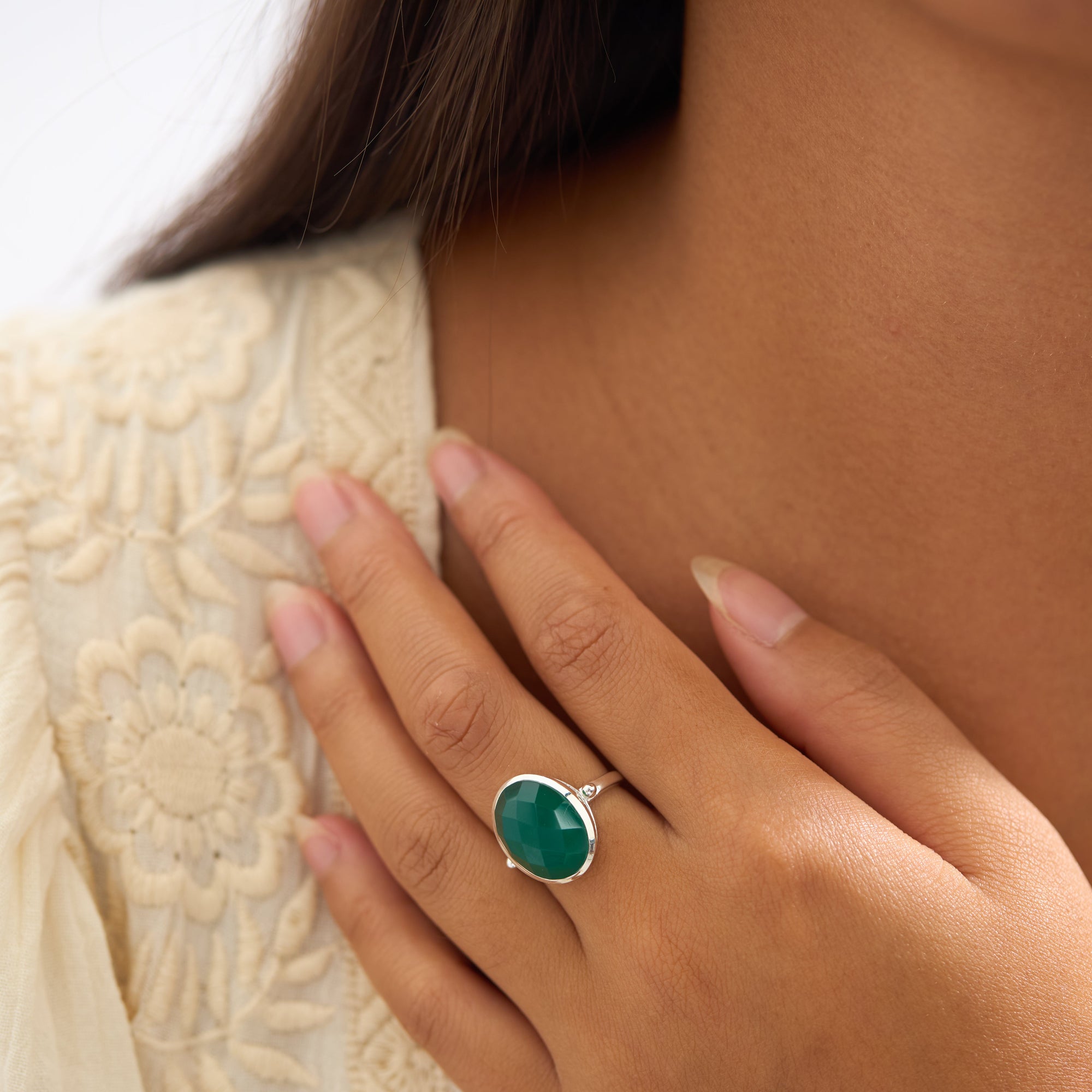 Lunar Deity Green Onyx Ring