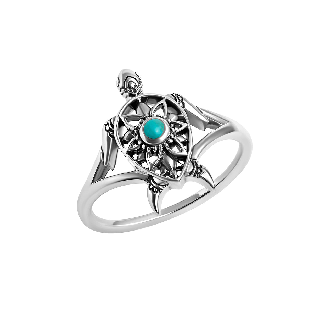 Enlightened Turquoise Spirit Turtle Ring