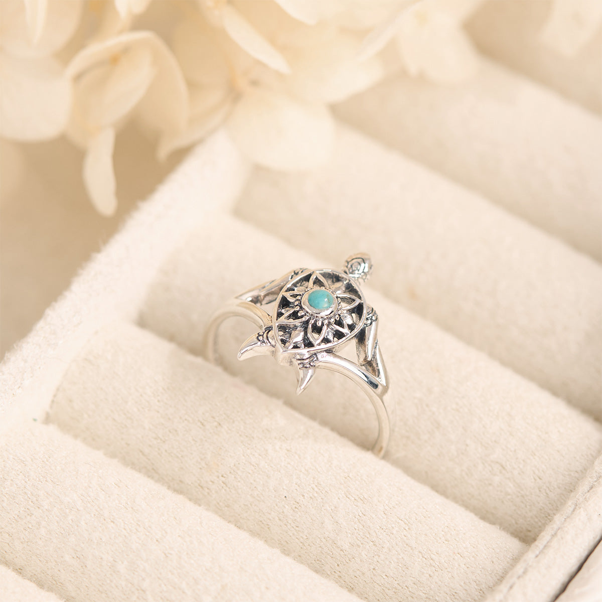 Enlightened Turquoise Spirit Turtle Ring