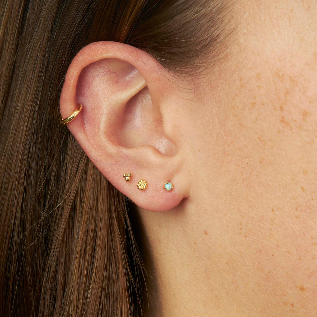 Delicate Opaline Studs Gold