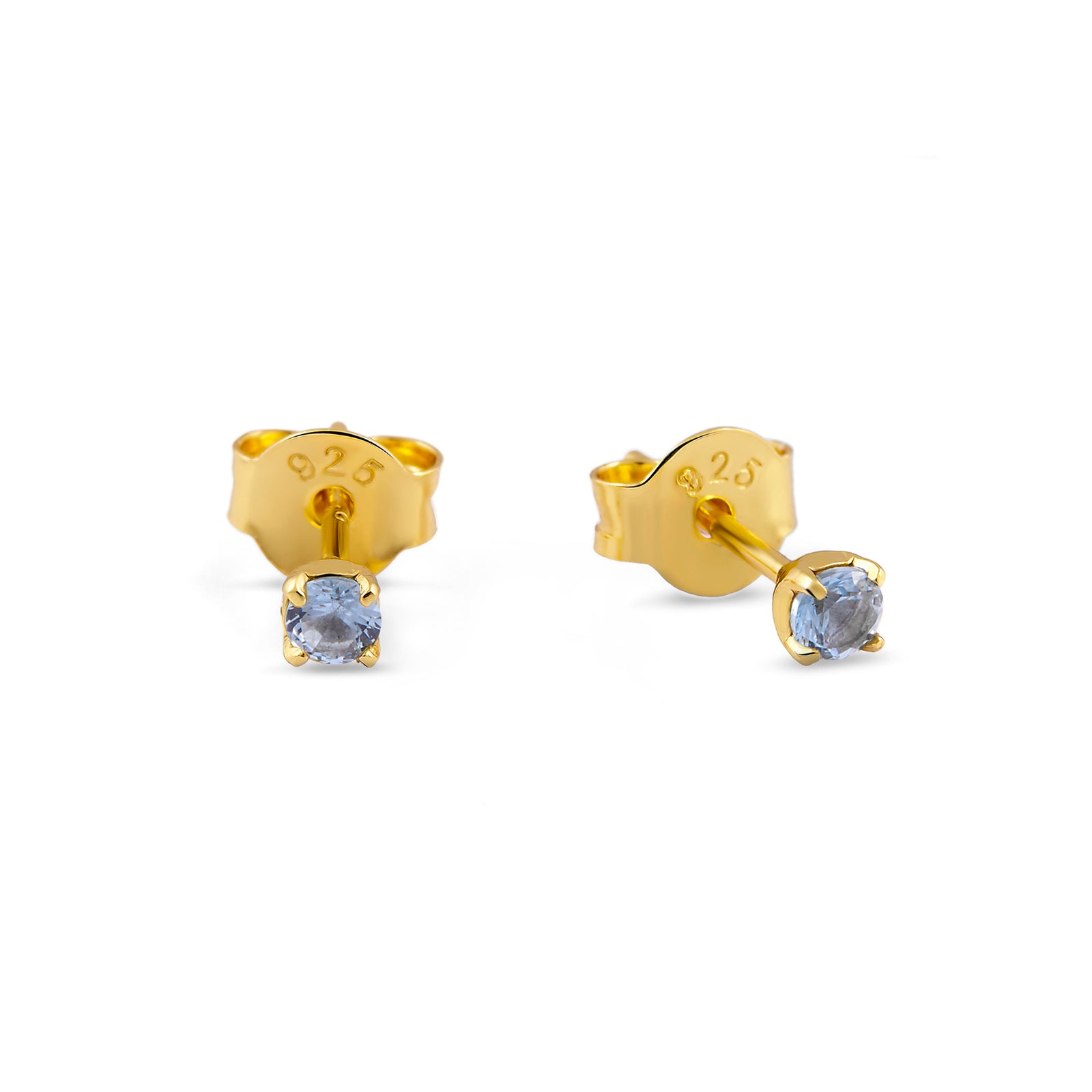 Delicate Blue Topaz Gold Studs