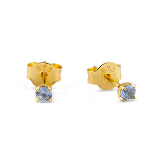 Delicate Blue Topaz Gold Studs