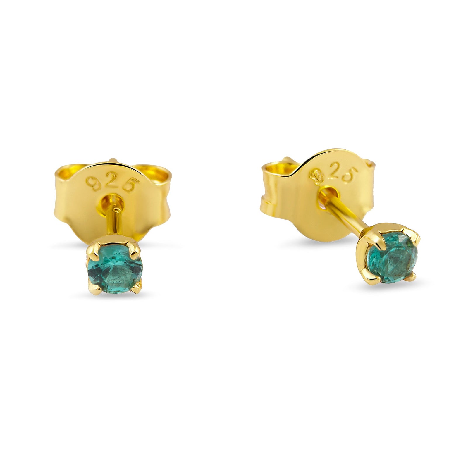 Delicate Emerald Gold Studs