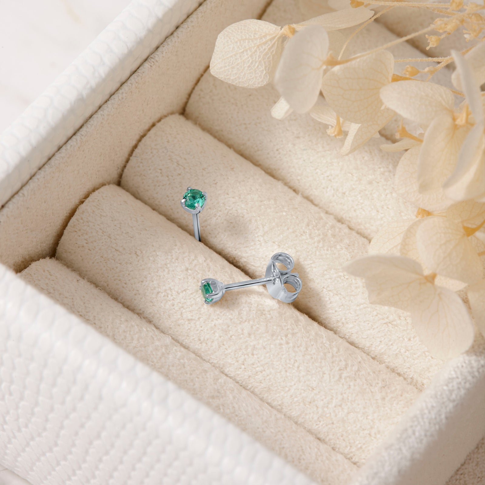 Delicate Emerald Studs