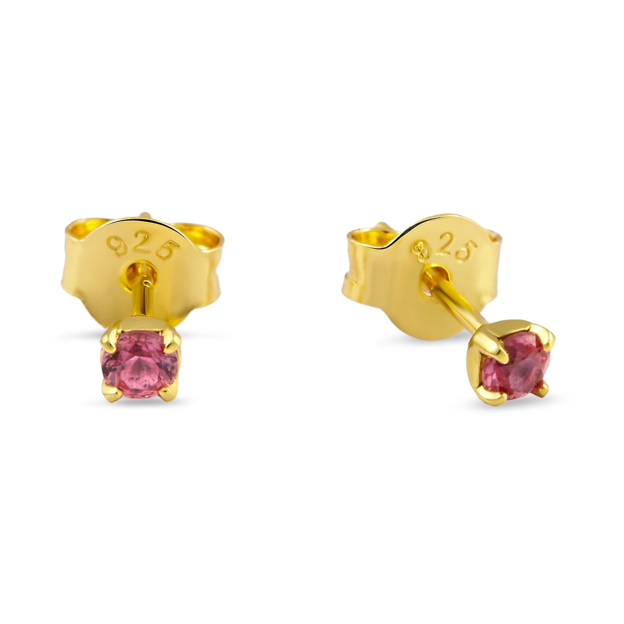 Delicate Pink Tourmaline Gold Studs