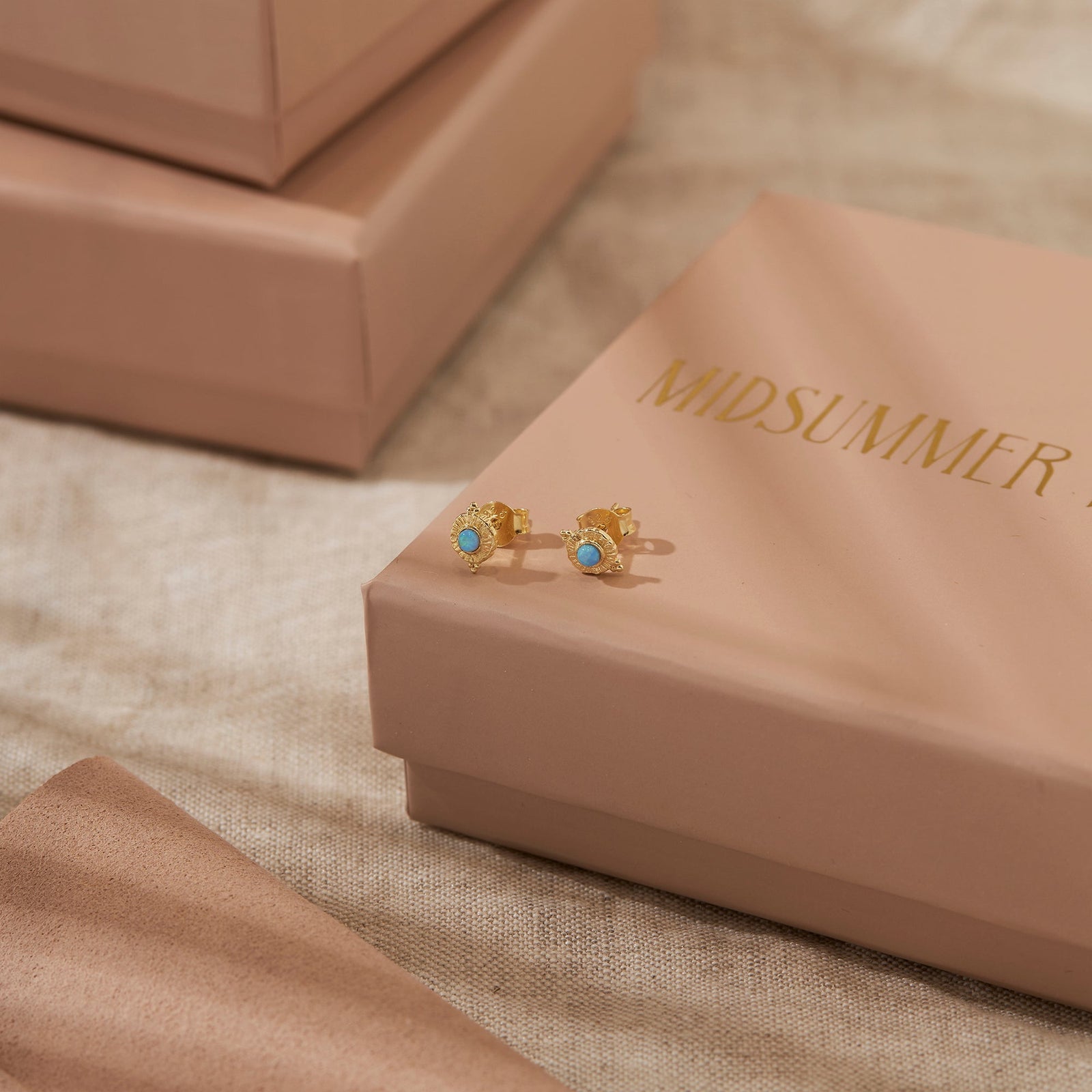 Veya Azure Opal Studs Gold