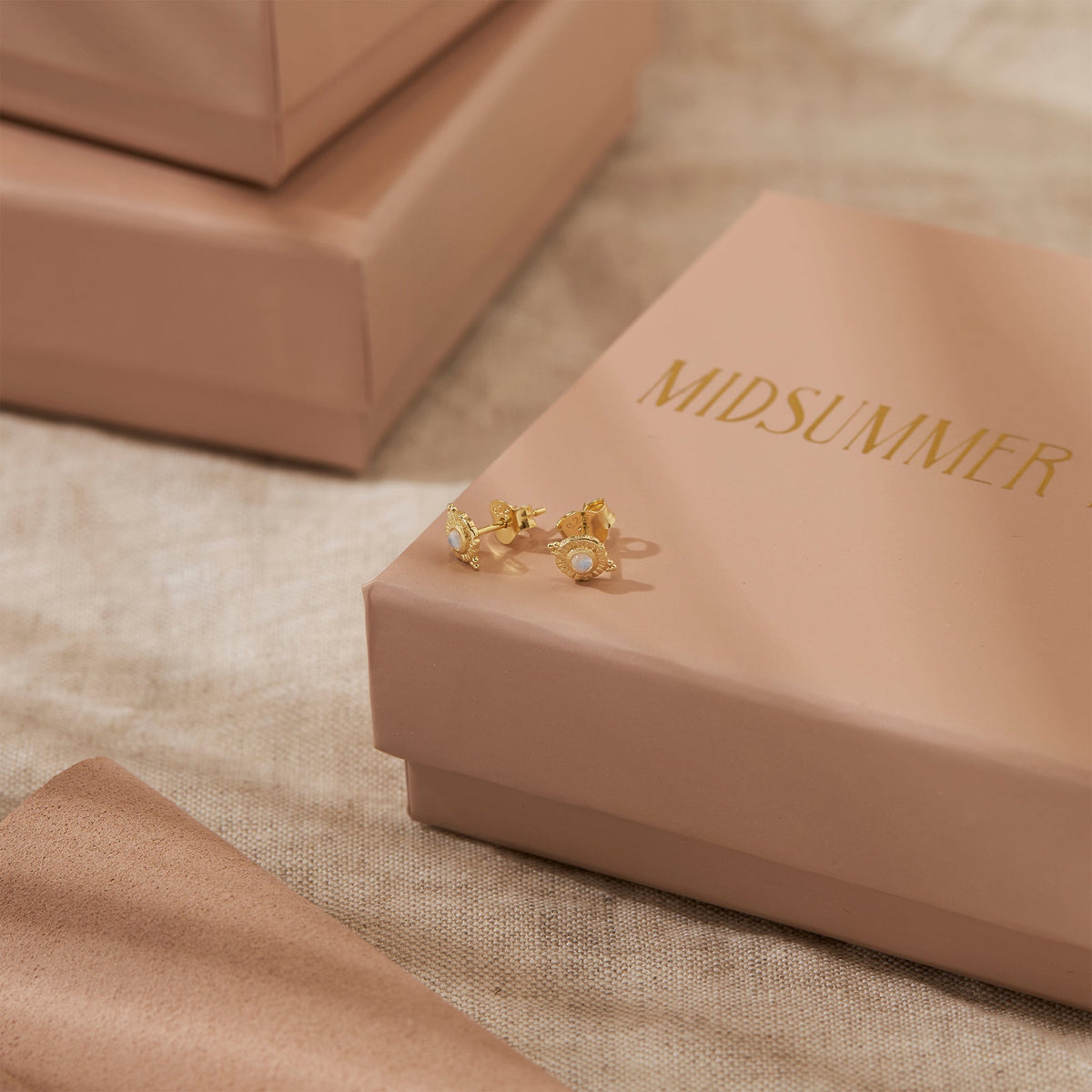 Veya Moonstone Studs Gold