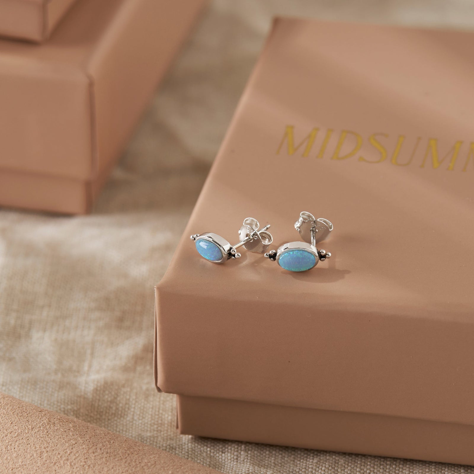 Moon Song Azure Opal Studs