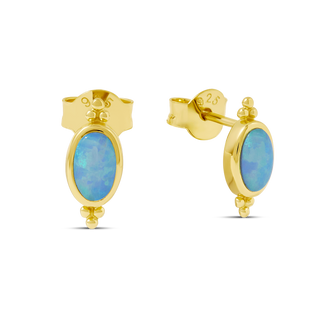Moon Song Azure Opal Studs Gold