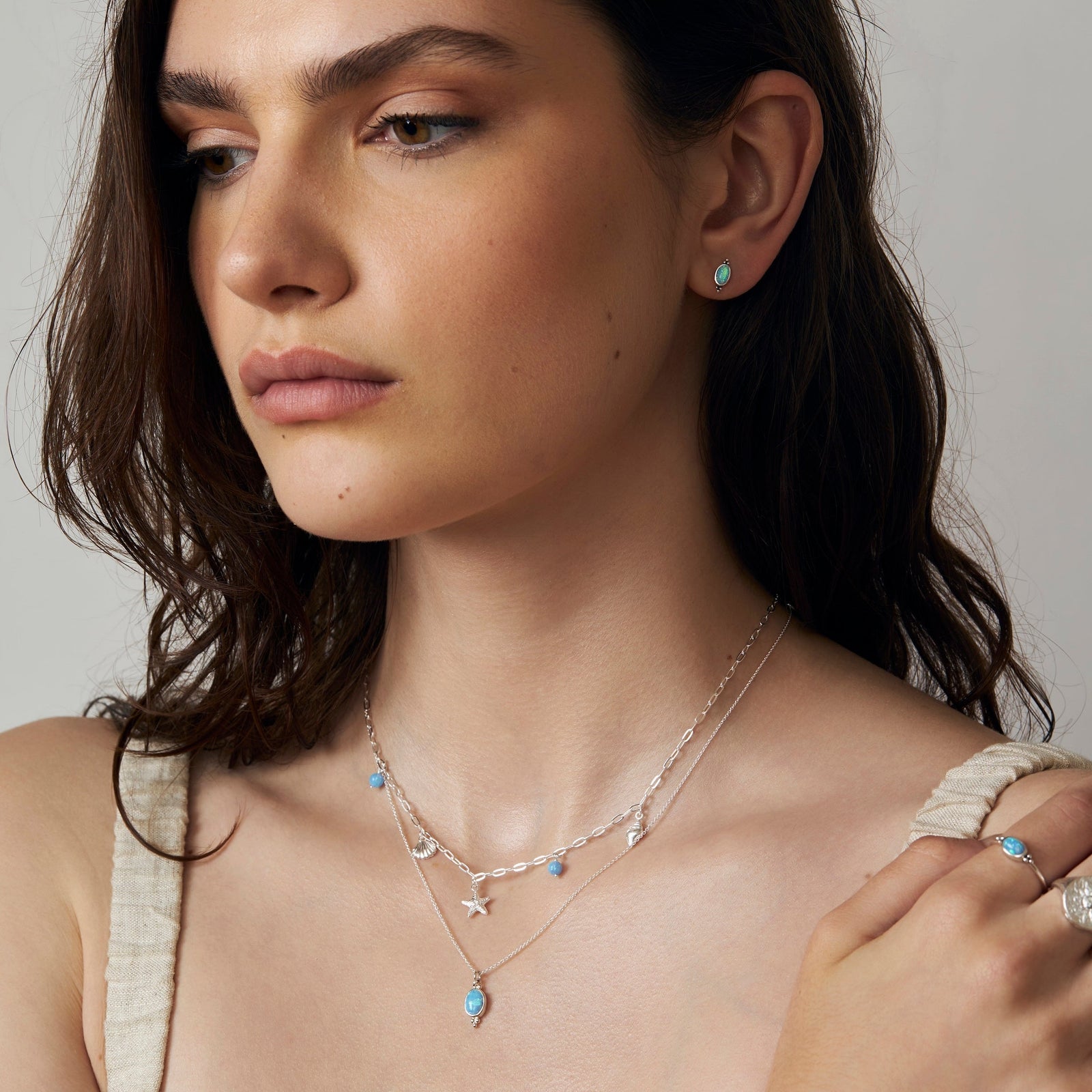 Moon Song Azure Opal Studs