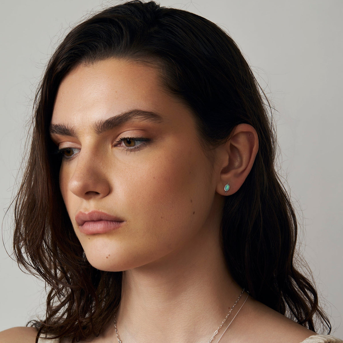 Moon Song Azure Opal Studs Gold