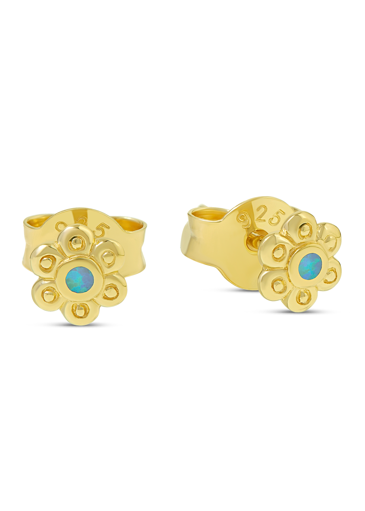 Dainty Blossom Azure Opal Studs Gold