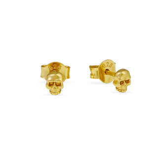 Tiny Skull Studs Gold