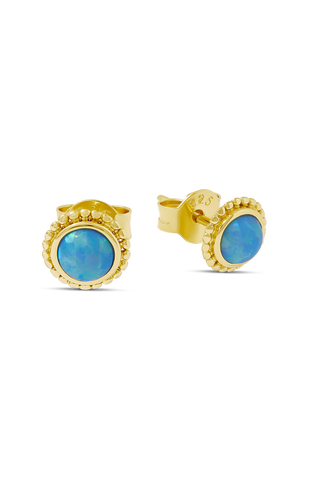 Azure Opal Sun Studs Gold