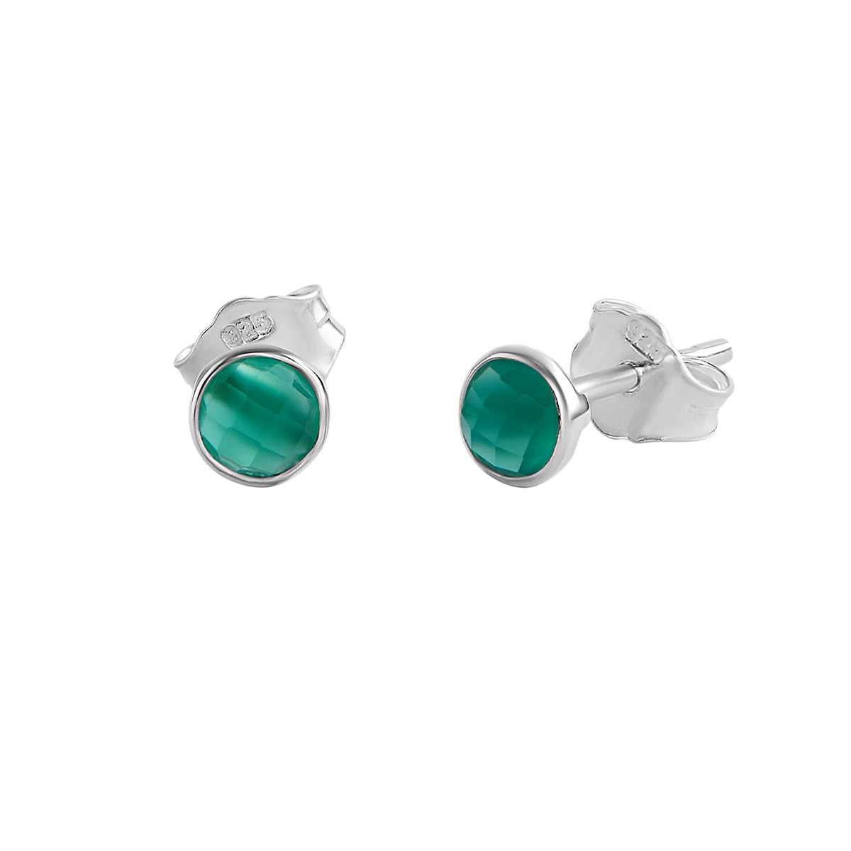 Dainty Round Green Onyx Studs