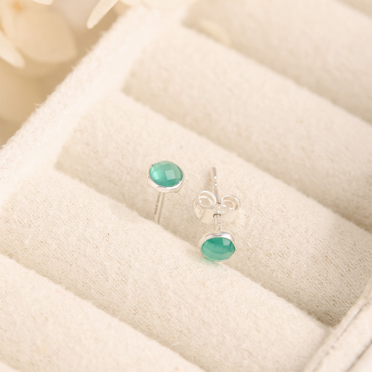 Dainty Round Green Onyx Studs